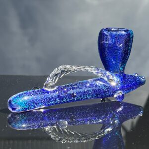 Dichroic Ceremonial Peace Pipe with Feather
