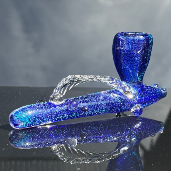 Dichroic Ceremonial Peace Pipe with Feather
